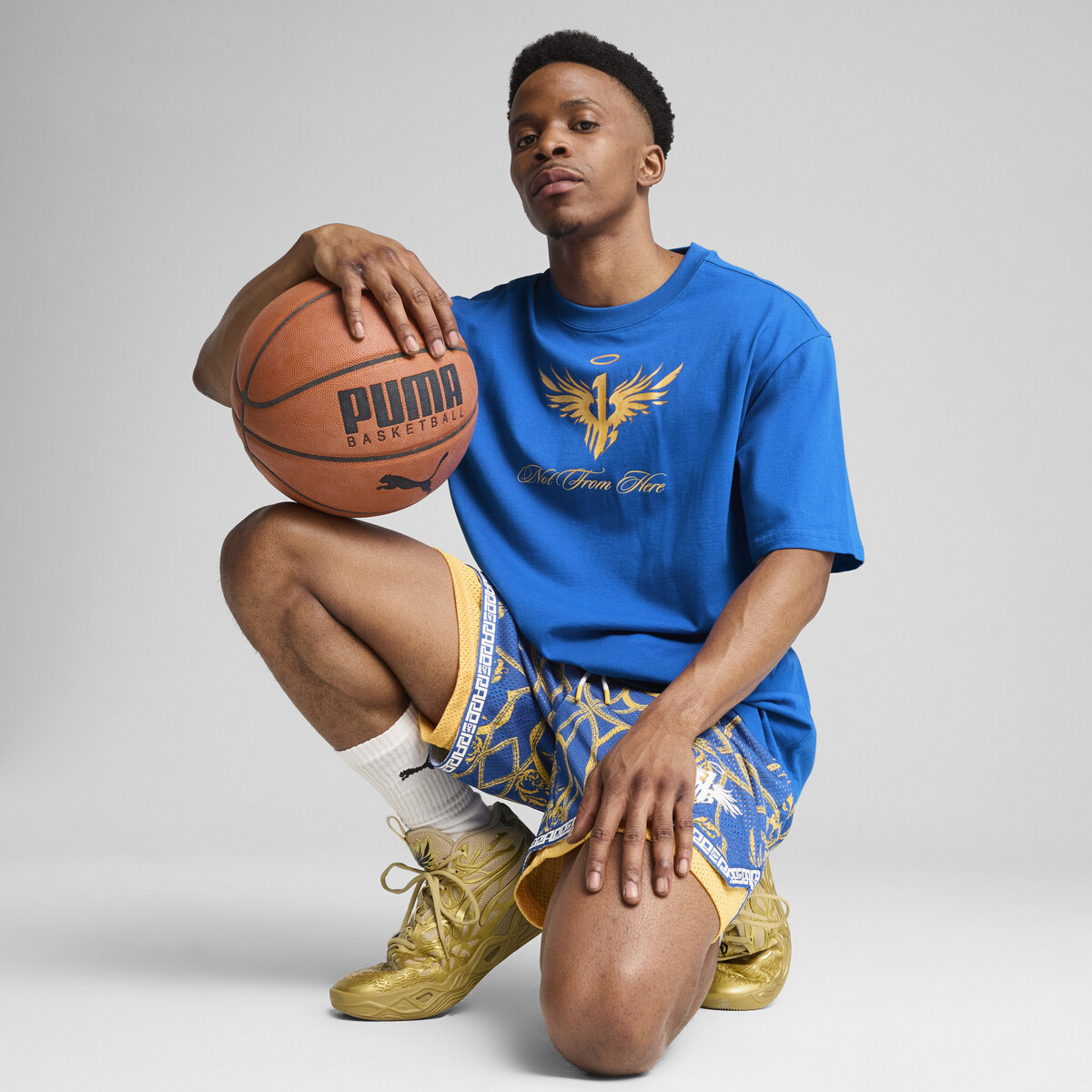 Melo Golden Basketball T-Shirt Men in Team Royal by PUMA, Medium