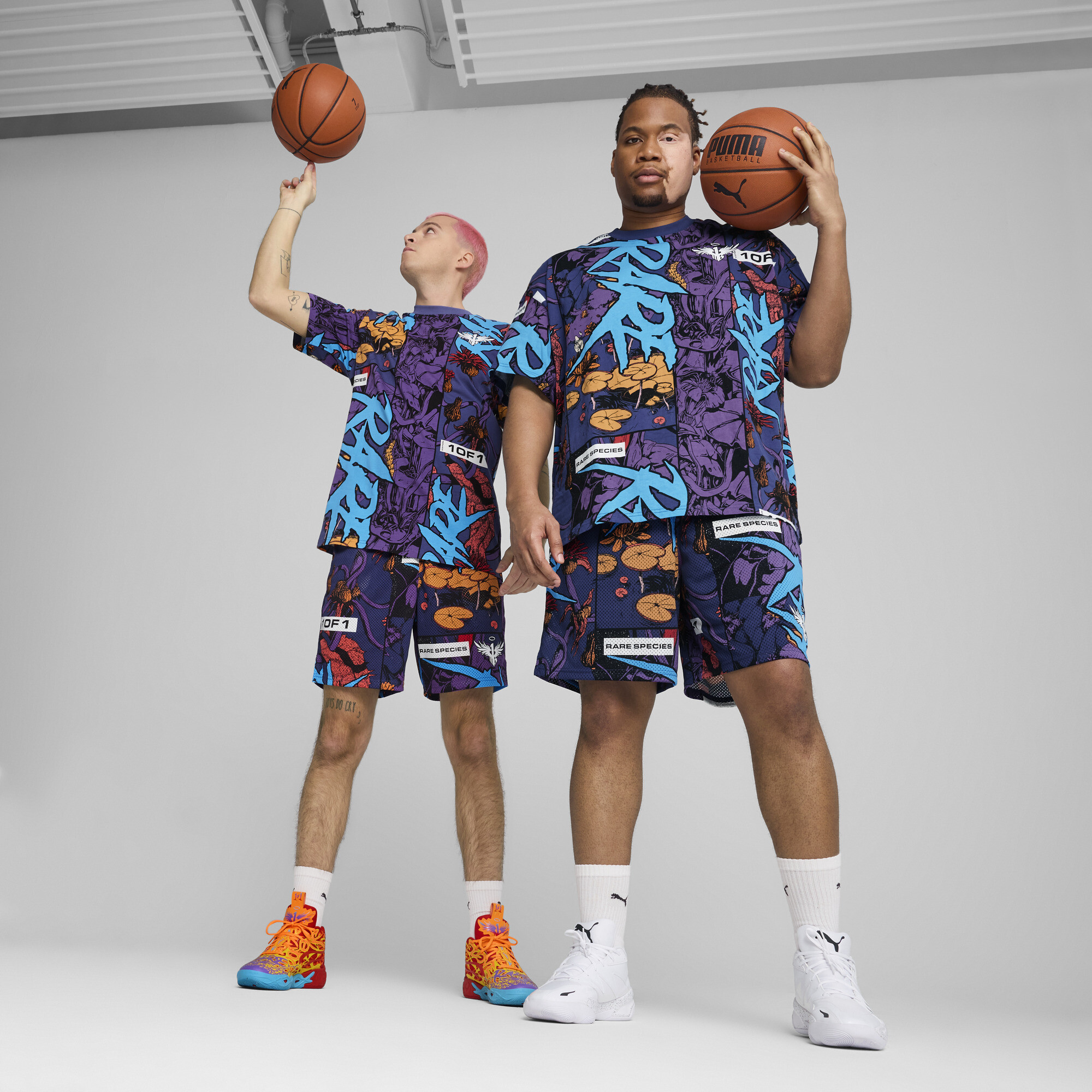 Puma Melo Phoenix Basketballshorts Herren | Mit Print | Blue Crystal/Aop | Größe: XXL