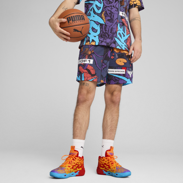 Shorts de básquet Melo Phoenix para hombre, Blue Crystal-AOP, large-ARG