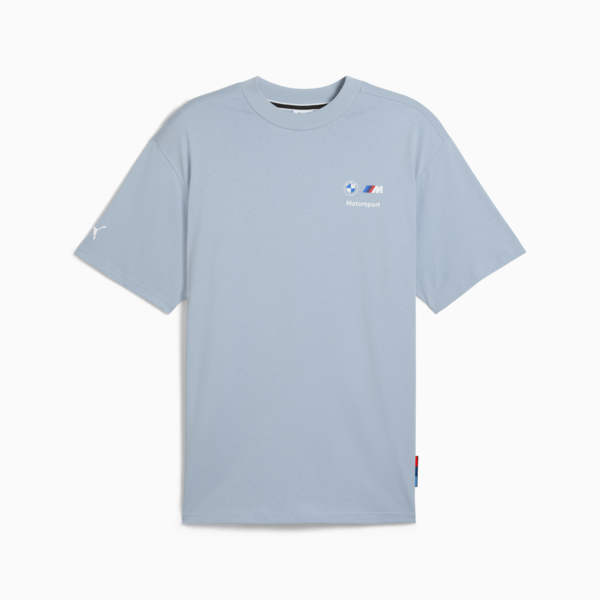 BMW M Motorsport Stacked Logo Tee Men, Blue Wash, large-ZAF