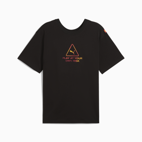 Scoot Caution Boxy Basketball Tee Men, PUMA Black, large-ZAF