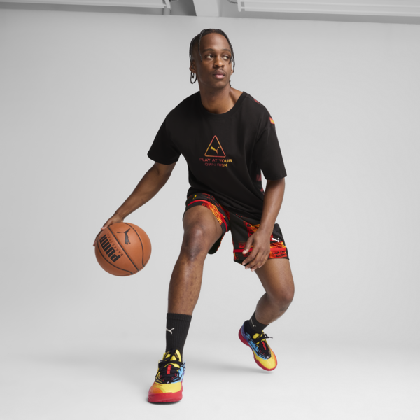 Scoot Caution Boxy Basketball Tee Men, PUMA Black, large-ZAF