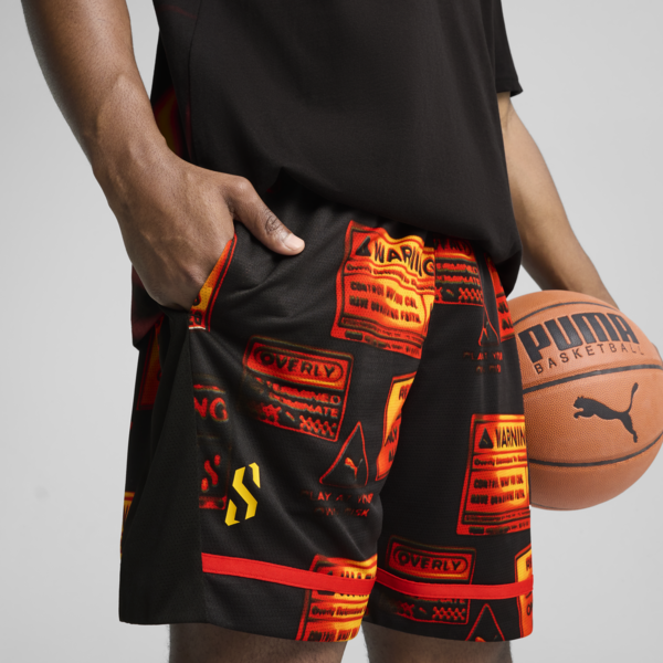 Shorts de básquet Scoot Caution All Jaws para hombre, PUMA Black-AOP, large-MEX