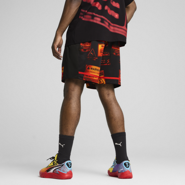 Scoot Caution All Jaws Basketball Shorts Men, PUMA Black-AOP, large-ZAF