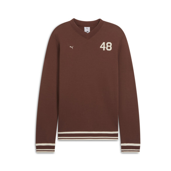 Puma X The Brooklyn Circus Men's V-neck Crew Sweatshirt In Chocotart
