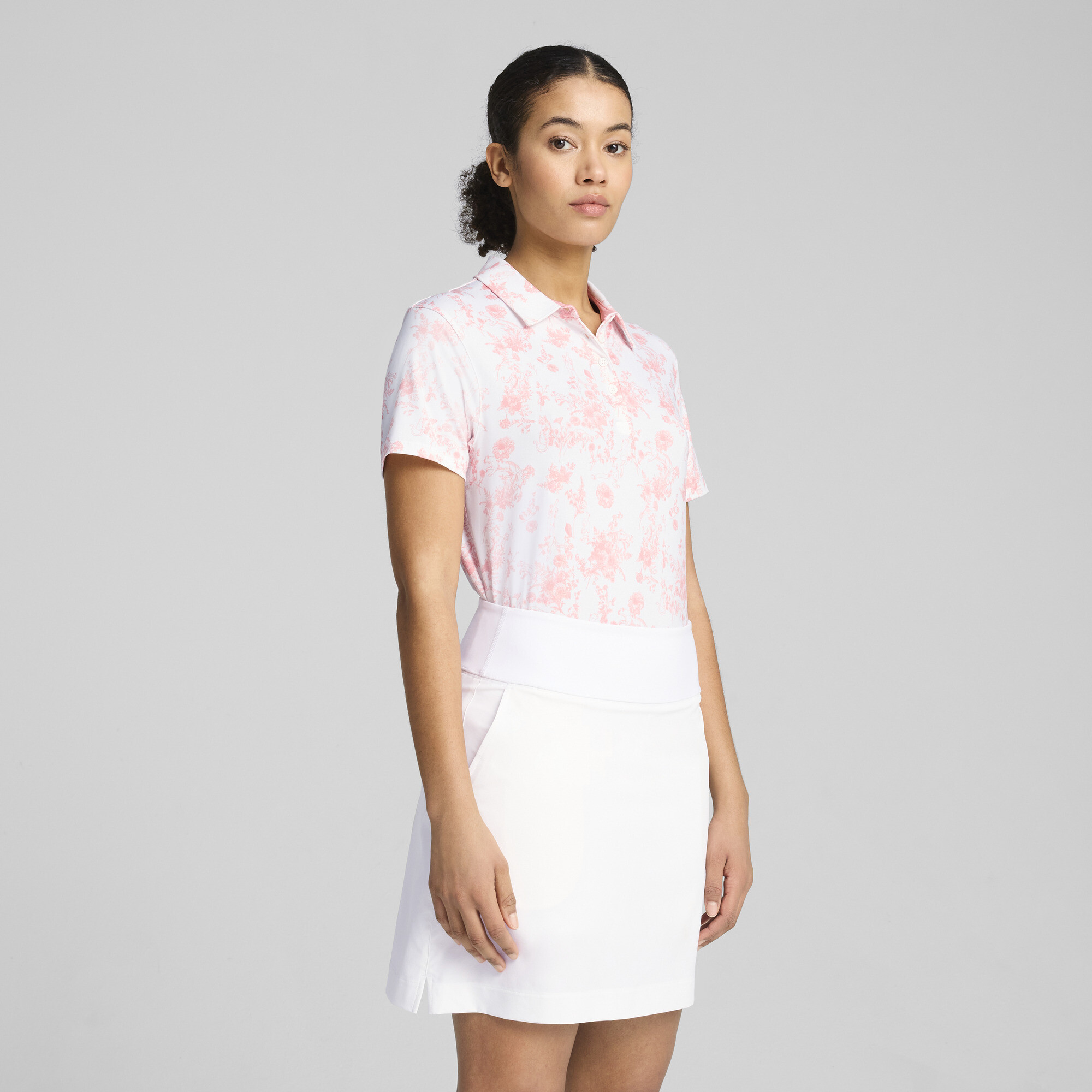 Puma CLOUDSPUN Toile Kurzärmeliges Polo Damen | Mit Print | Pink Fruit | Größe: L