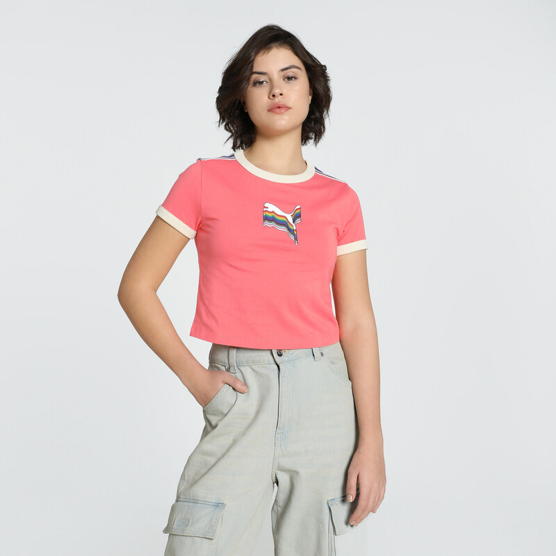 

Women's PUMA EQUAL LOVE CONFEDERATION Graphic Slim Fit Crop Tee