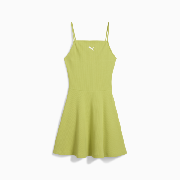 WARDROBE ESS Ribbed Flared Short Dress Women, Sea Kelp, large-MEX