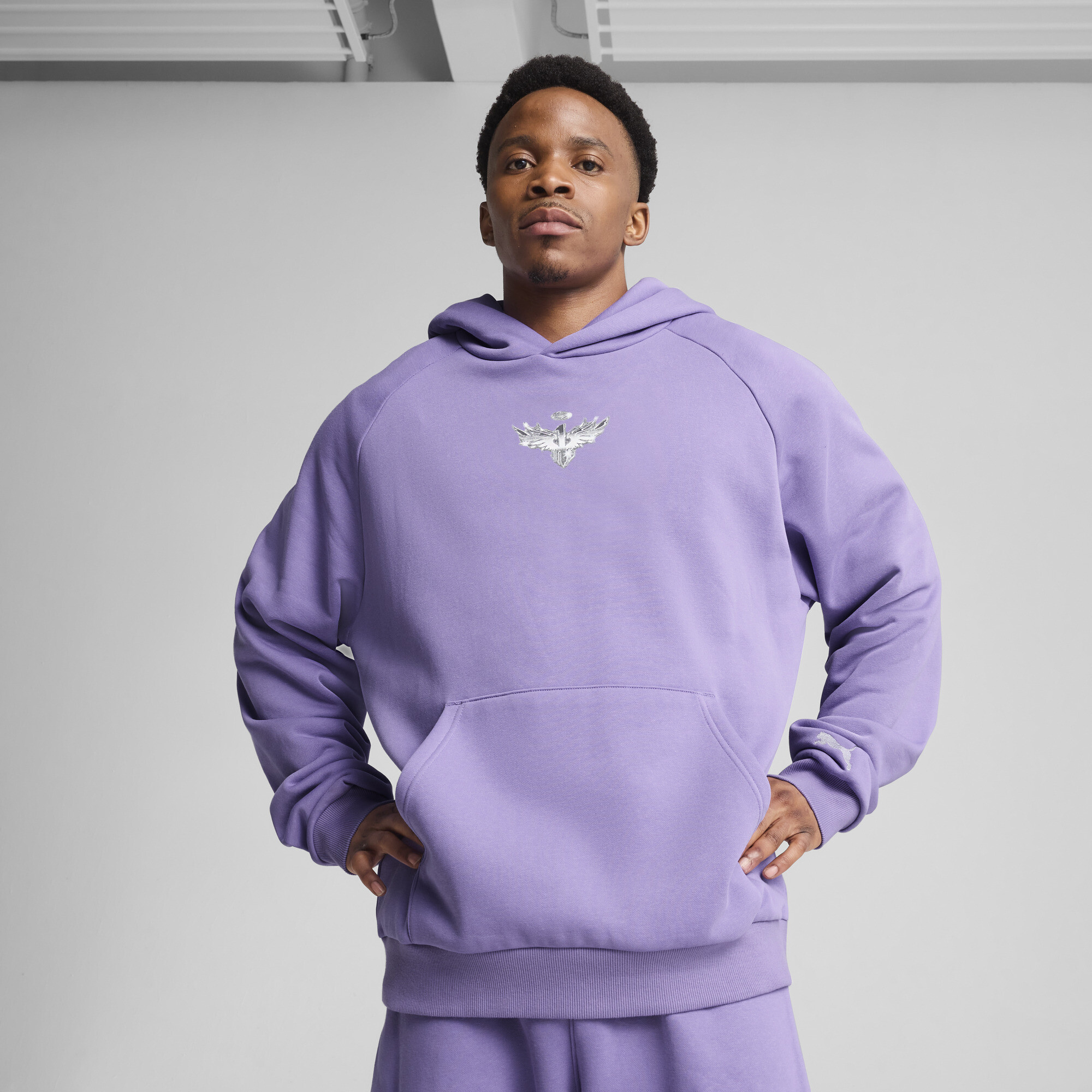 Puma Melo Alwayz On 1 Basketballhoodie Herren | Mit Plain | Lavender Alert | Größe: XL