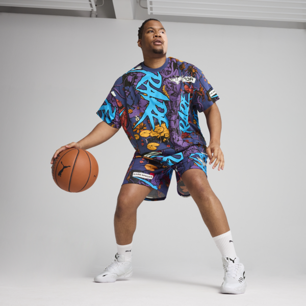 Remera de básquet estampada Melo Phoenix para hombre, Blue Crystal-AOP, large-ARG