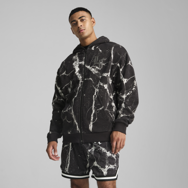 Sudadera PUMA HOOPS x LAFRANCÉ Written in Chrome para hombre, PUMA Black-Puma White AOP, large-MEX