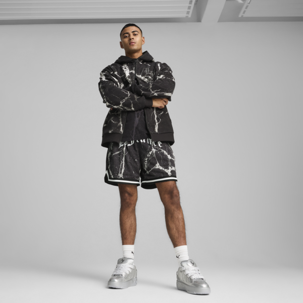 Sudadera PUMA HOOPS x LAFRANCÉ Written in Chrome para hombre, PUMA Black-Puma White AOP, large-MEX