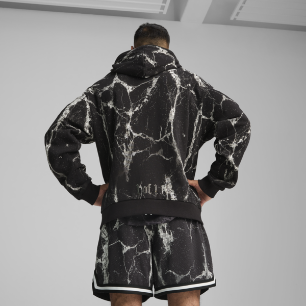 Sudadera PUMA HOOPS x LAFRANCÉ Written in Chrome para hombre, PUMA Black-Puma White AOP, large-MEX