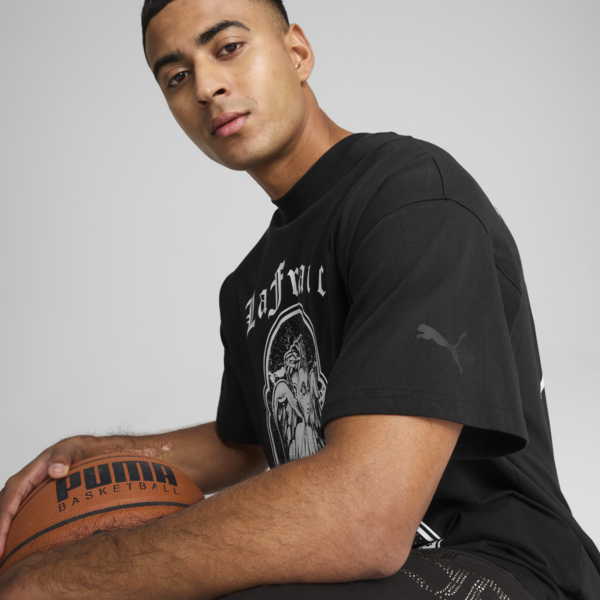 PUMA HOOPS x LAFRANCÉ Written in Chrome Tee Unisex, PUMA Black, large-MEX