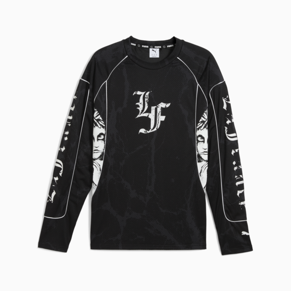 Camiseta PUMA HOOPS x LAFRANCÉ Written in Chrome para hombre, PUMA Black-Flat Medium Gray AOP, large-ARG