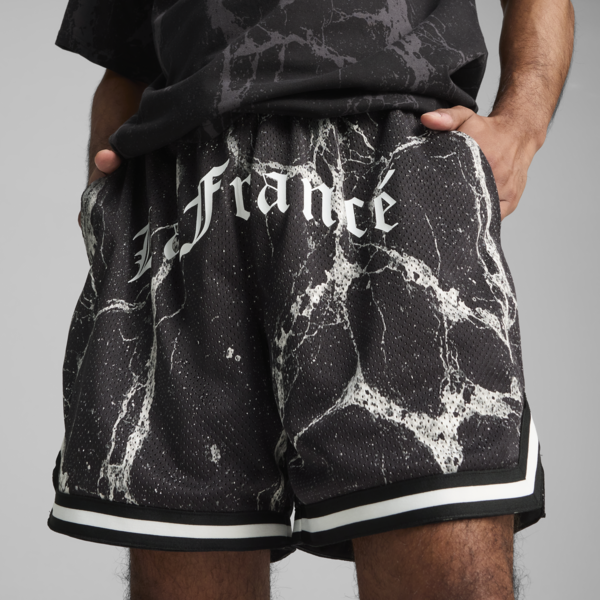 Shorts PUMA HOOPS x LAFRANCÉ Written in Chrome para hombre, PUMA Black-Puma White - AOP, large-MEX