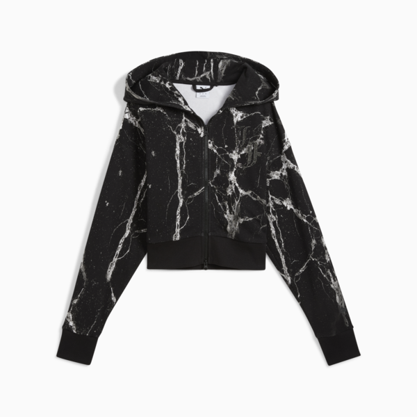 Campera PUMA HOOPS x LAFRANCÉ Written in Chrome para mujer, PUMA Black-Puma White AOP, large-ARG