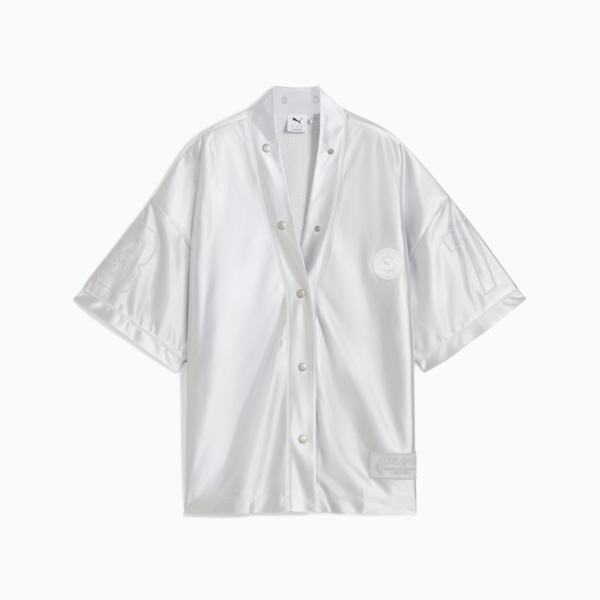 Jer-She Baseball-Inspired Jersey Women, Feather Gray, large-MEX