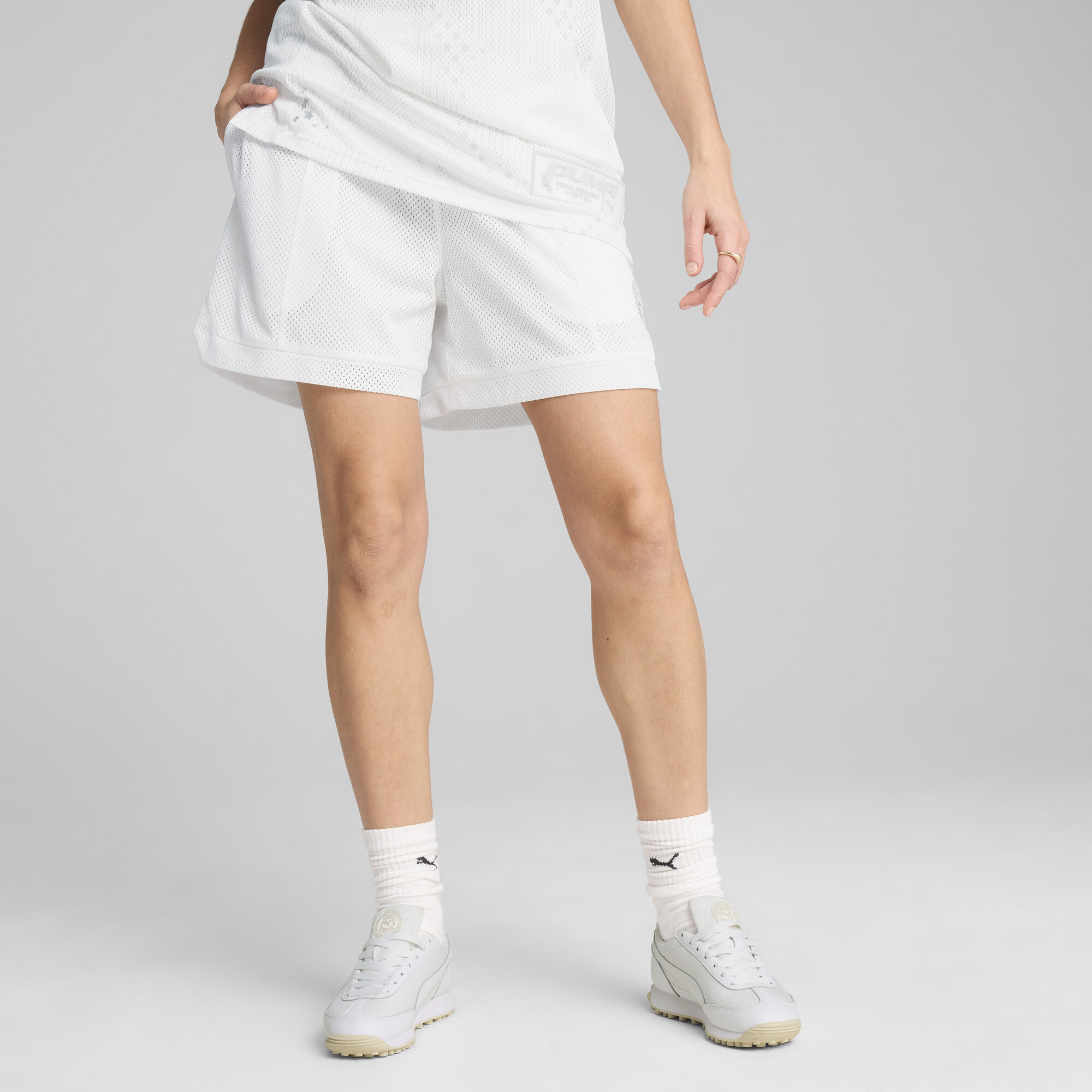 Puma Jer-She Basketballshorts Damen | Mit Plain | White | Größe: L