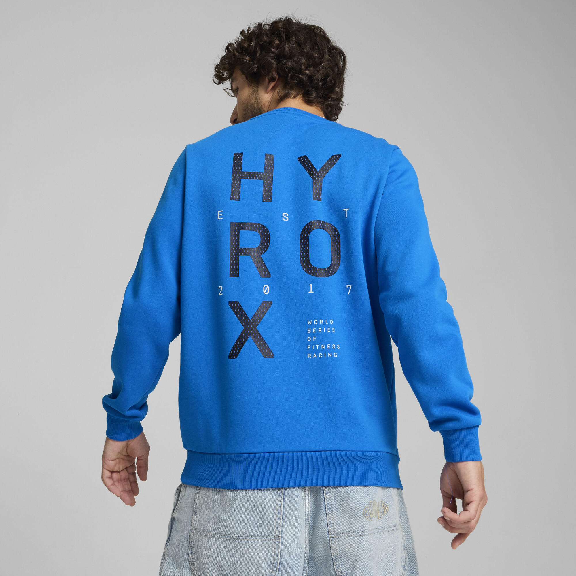 Men's Puma X HYROX Graphic Crew, Blue, Size XXL, Men