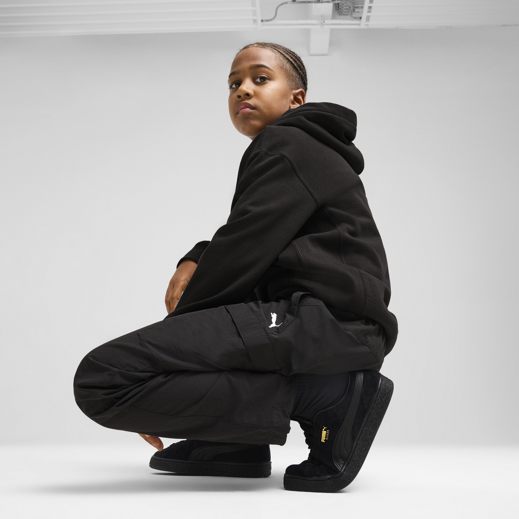 PUMA WARDROBE ESS relaxte geweven cargobroek voor Heren, Zwart, Maat 13-14Y thumbnail 4