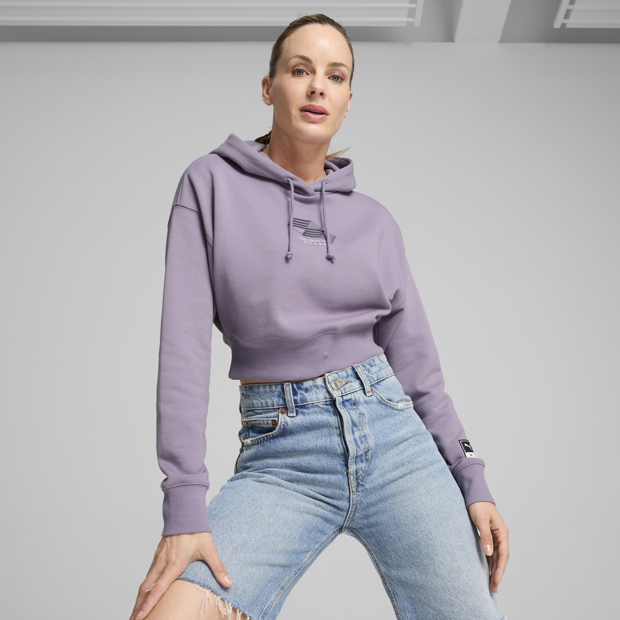 Puma x HYROX Cropped Hoodie Damen | Mit Plain | Pale Plum | Größe: L