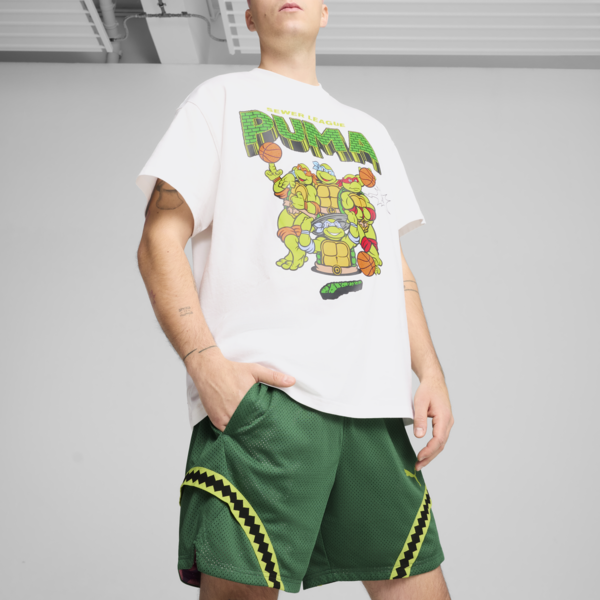 Shorts reversibles PUMA HOOPS x TORTUGAS NINJA para hombre, Vine-Ultra Violet-Fast Pink, large-ARG