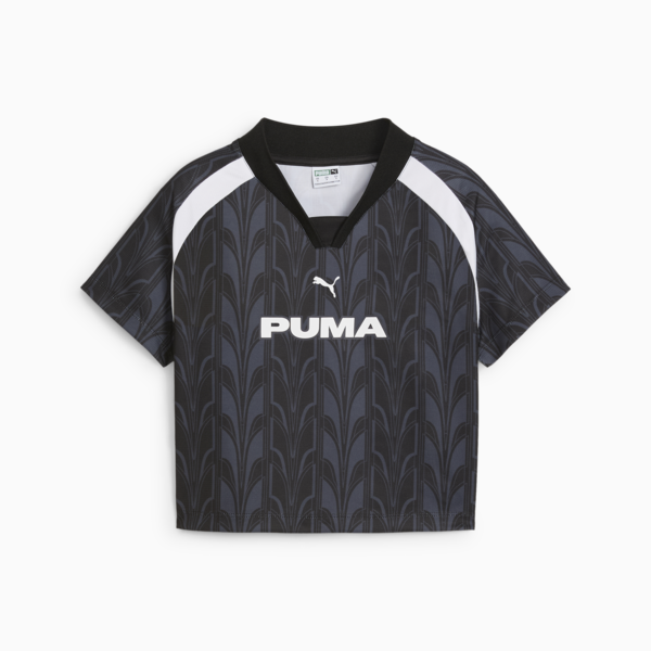 Playera de fútbol estilo baby tee para mujer, PUMA Black, large-MEX