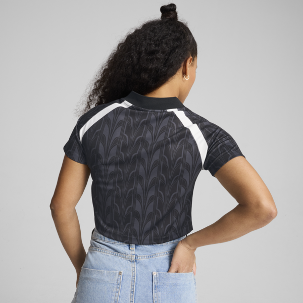 Playera de fútbol estilo baby tee para mujer, PUMA Black, large-MEX