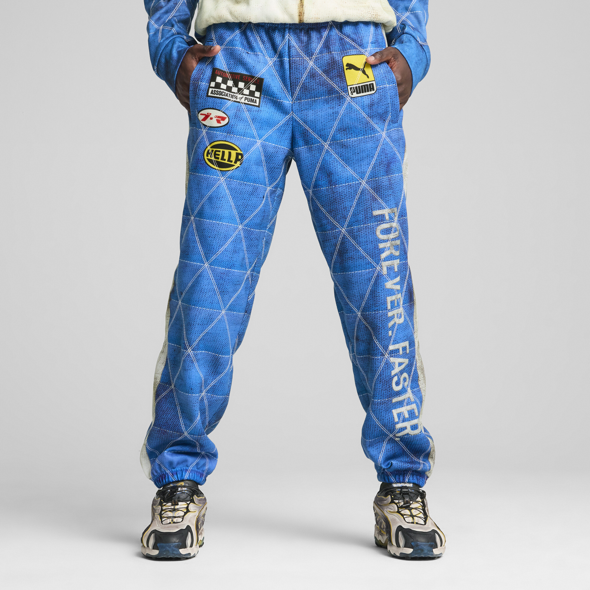 Men's A$AP ROCKY X PUMA Quilted Sweatpants In Blue, Size Medium