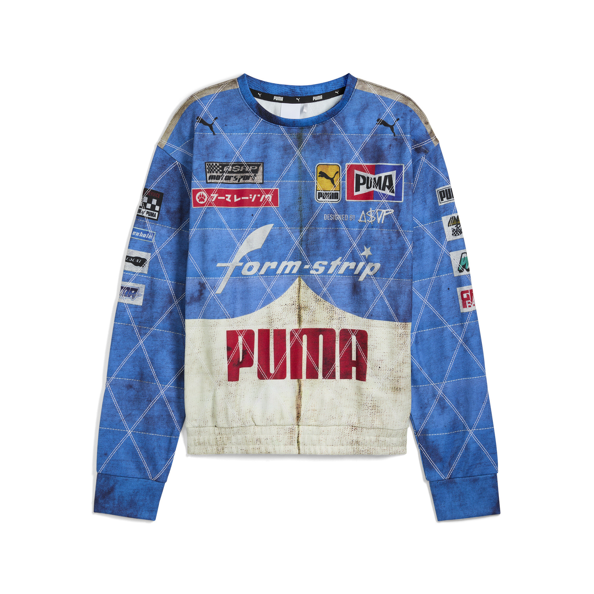 A$AP ROCKY X Puma Quilted Sweatshirt Unisex, Blue, Size XXL, Clothing