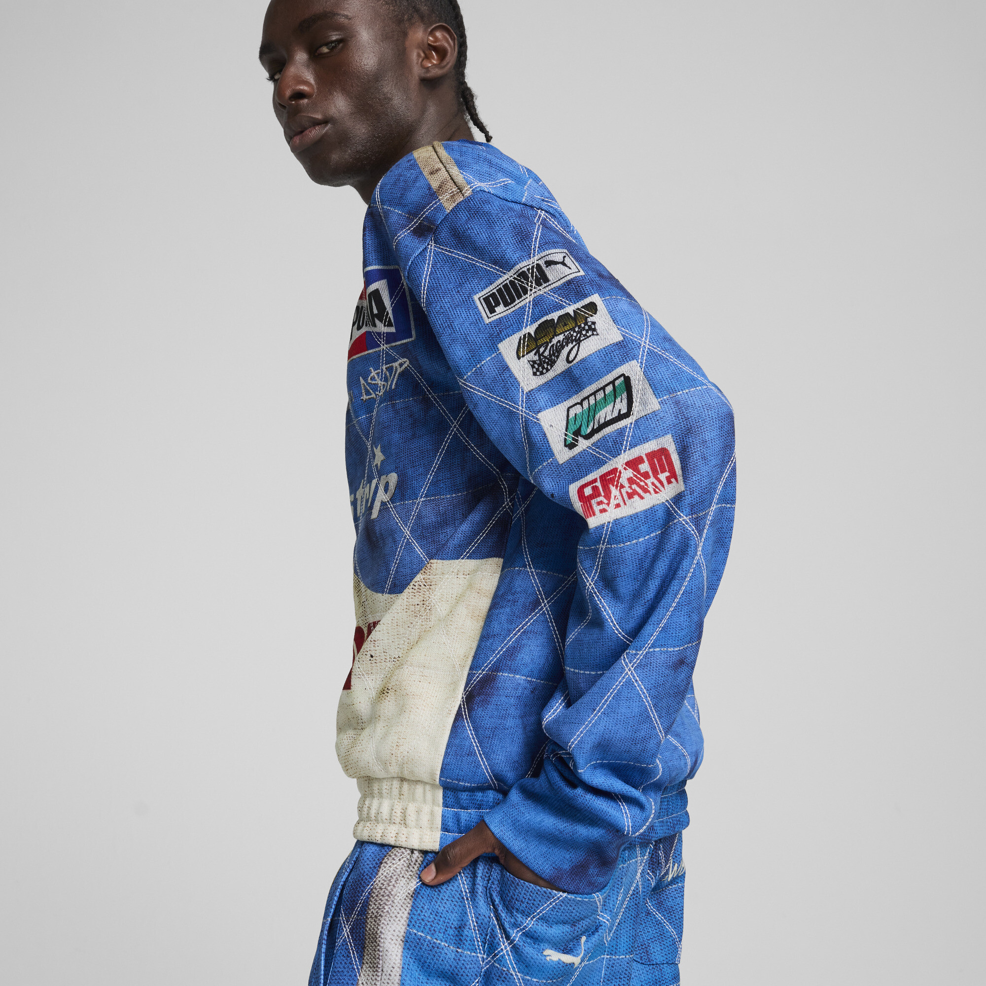 A$AP ROCKY x PUMA gewatteerd uniseks sweatshirt, Blauw, Maat XL thumbnail 7