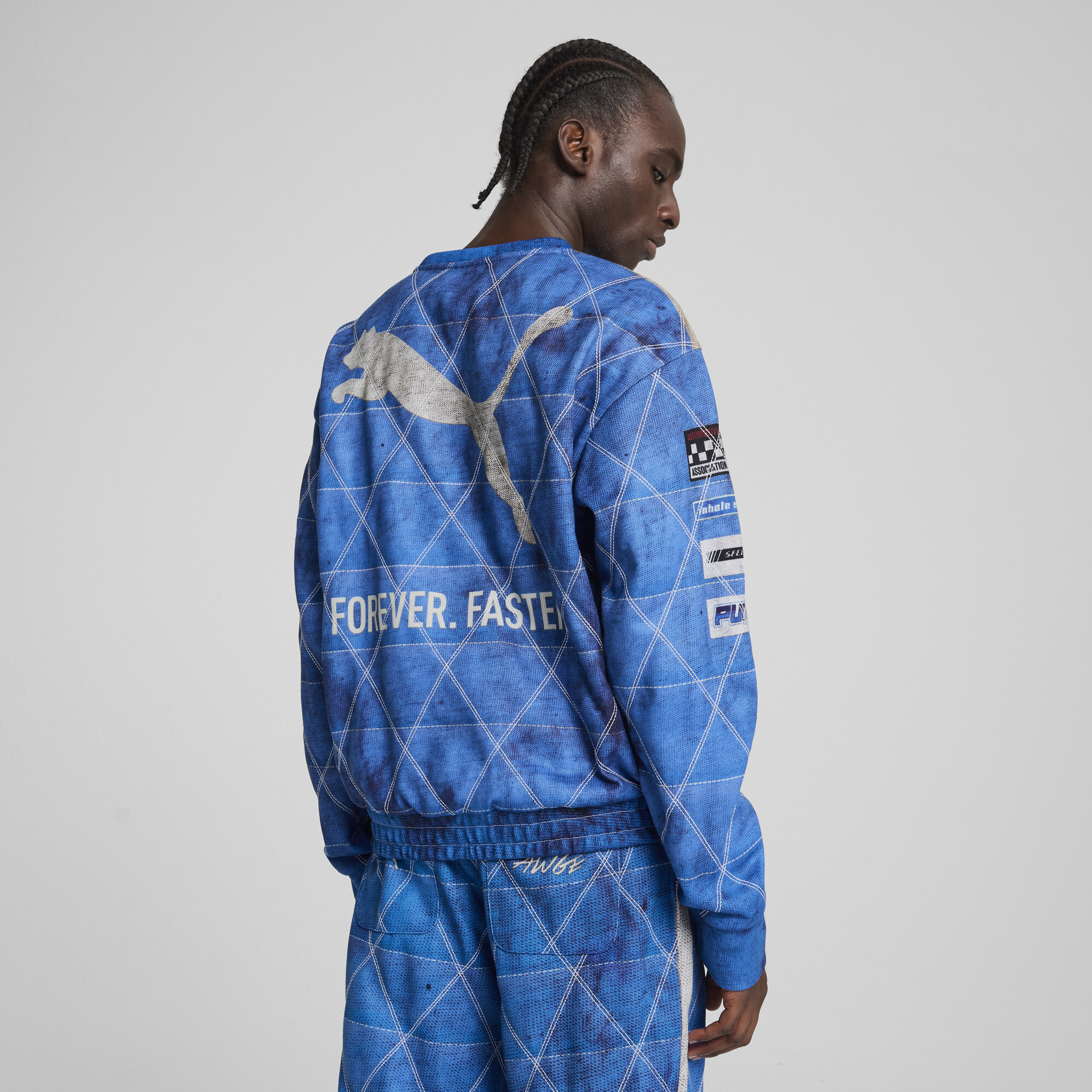 A$AP ROCKY X Puma Quilted Sweatshirt Unisex, Blue, Size XXL, Clothing