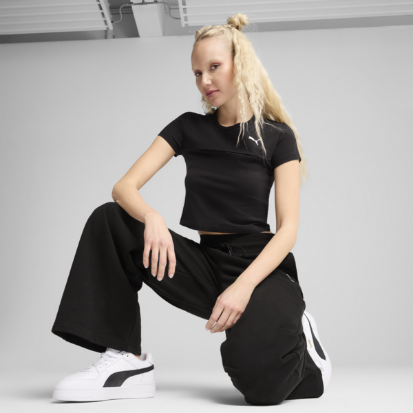 WARDROBE Essentials Cut-Out Baby Tee Women, PUMA Black, large-MEX