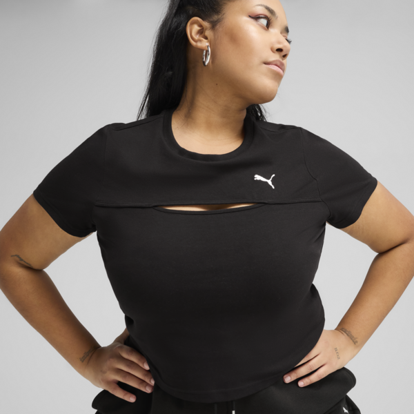 Remera corta WARDROBE Essentials Cut-Out para mujer, PUMA Black, large-ARG