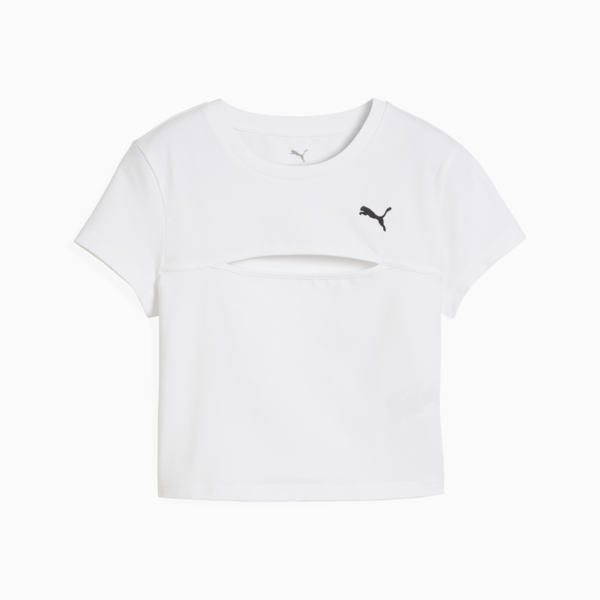 Remera corta WARDROBE Essentials Cut-Out para mujer, PUMA White, large-ARG