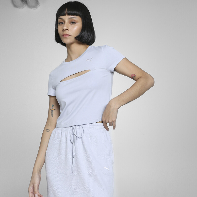 

Women's PUMA WARDROBE Essentials Slim Fit Cut-Out Crop Tee
