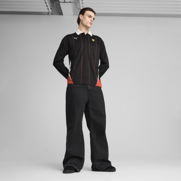 Scuderia Ferrari HP Race Long Sleeve Polo Men, PUMA Black, large-ZAF
