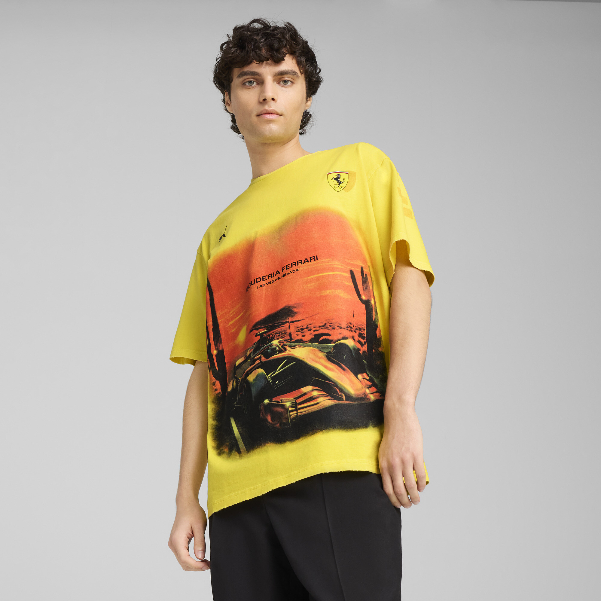 Puma Scuderia Ferrari Desert Sun T-Shirt Herren | Mit Print | Speed Yellow | Größe: L