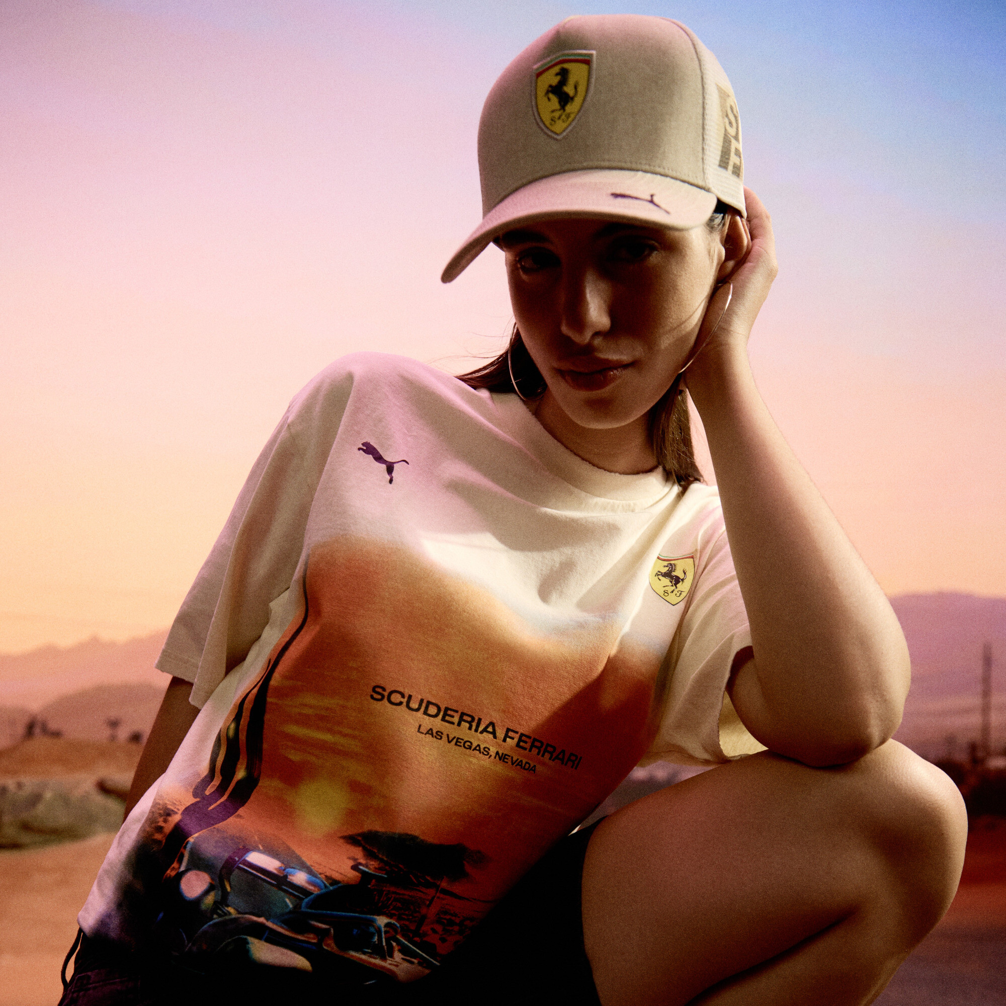 PUMA Scuderia Ferrari Desert Sun T-shirt, Alpine Snow