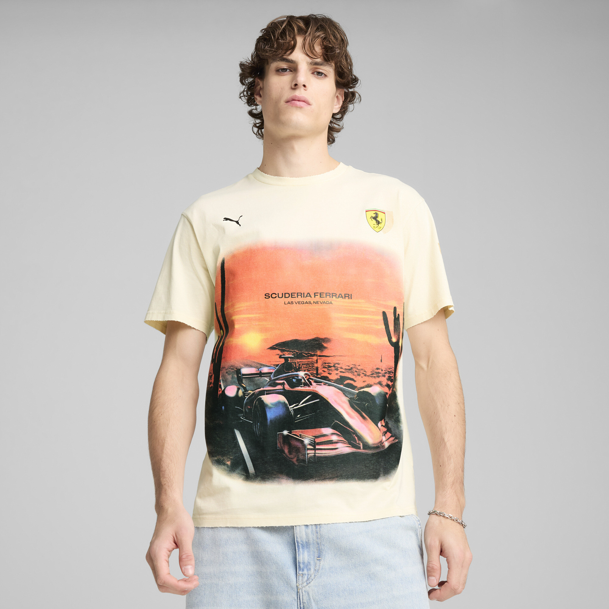 Puma Scuderia Ferrari Desert Sun T-Shirt Herren | Mit Print | Alpine Snow | Größe: M