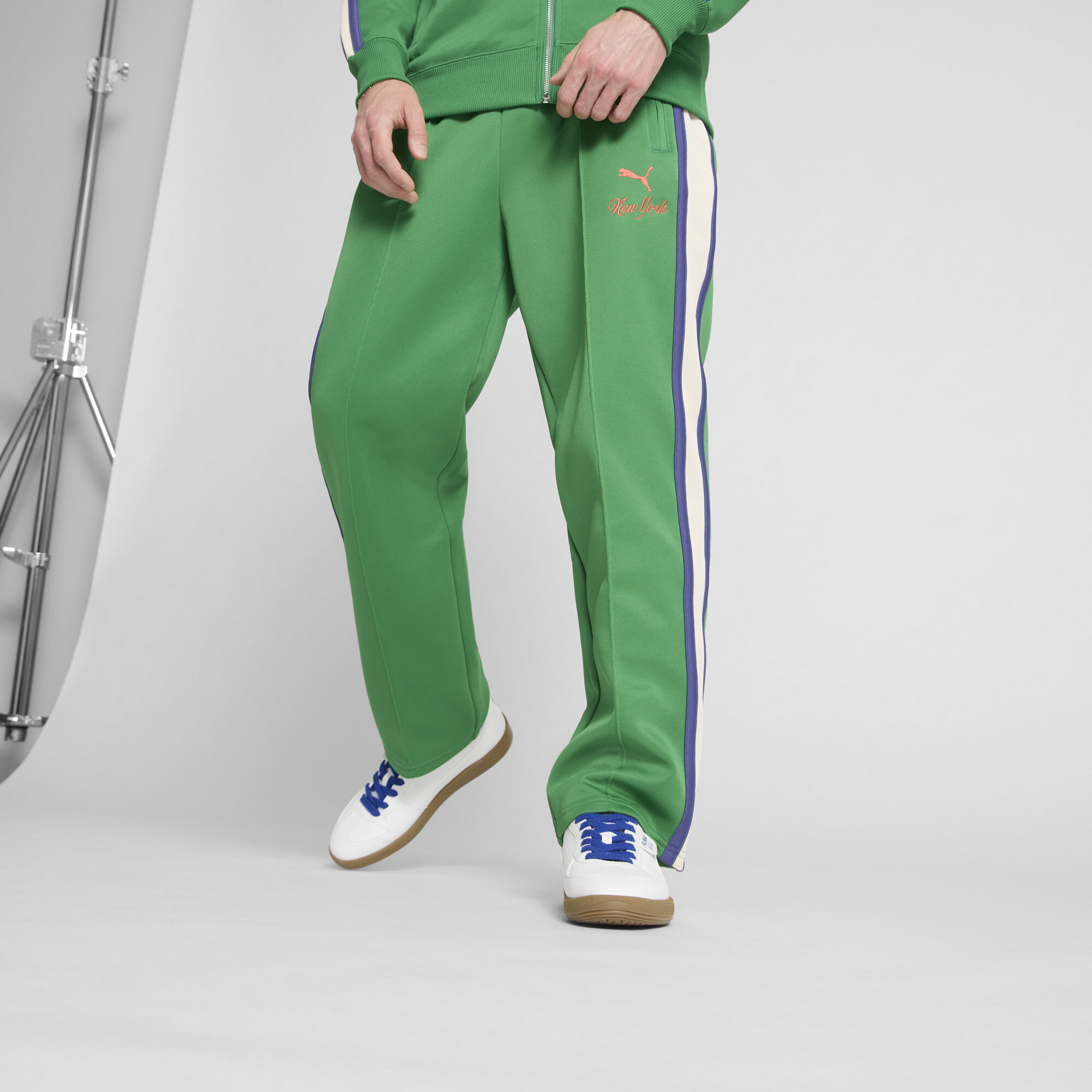 Puma T7 Straight Track Pants In Green