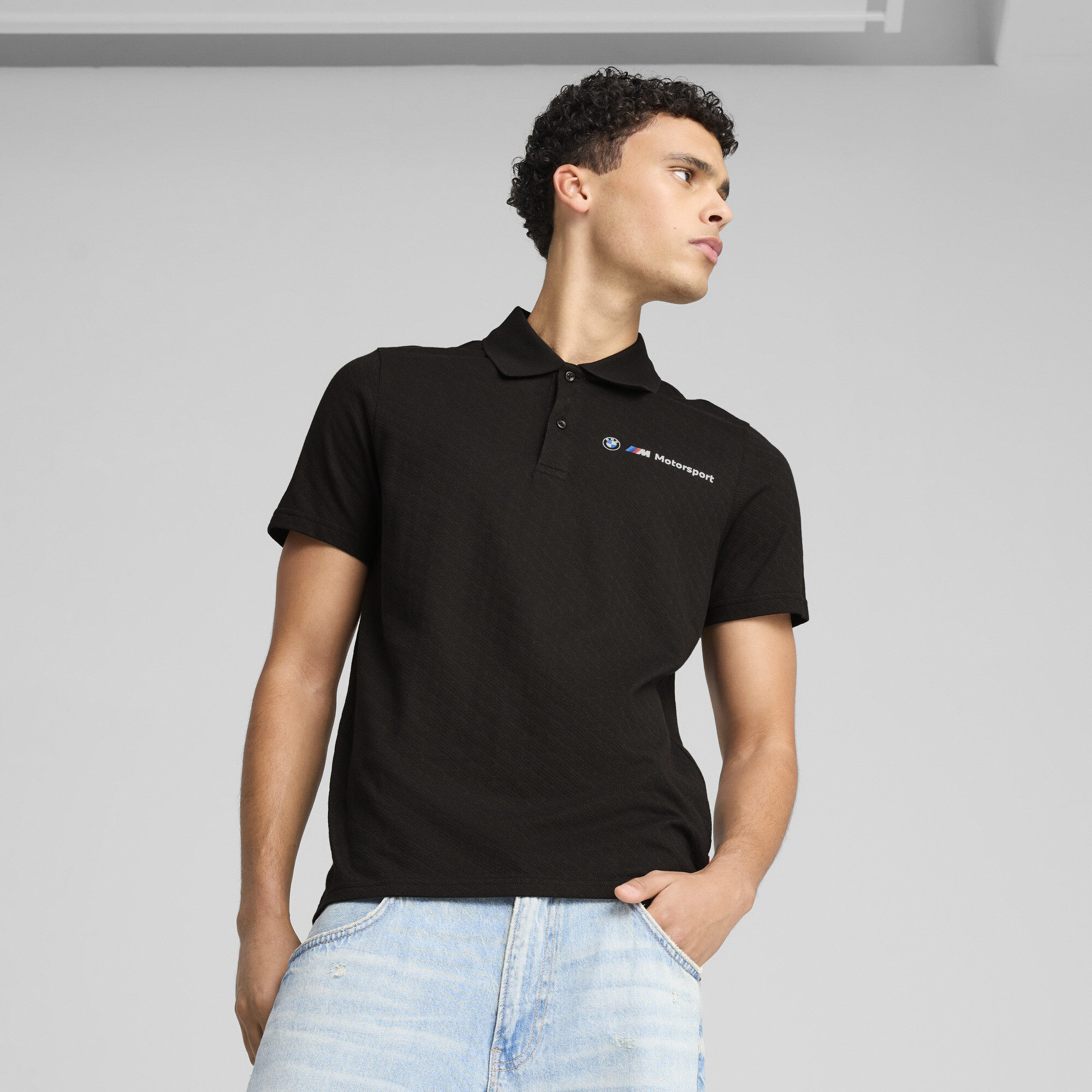 PUMA BMW M Motorsport Men's Jacquard Polo Shirt in Black