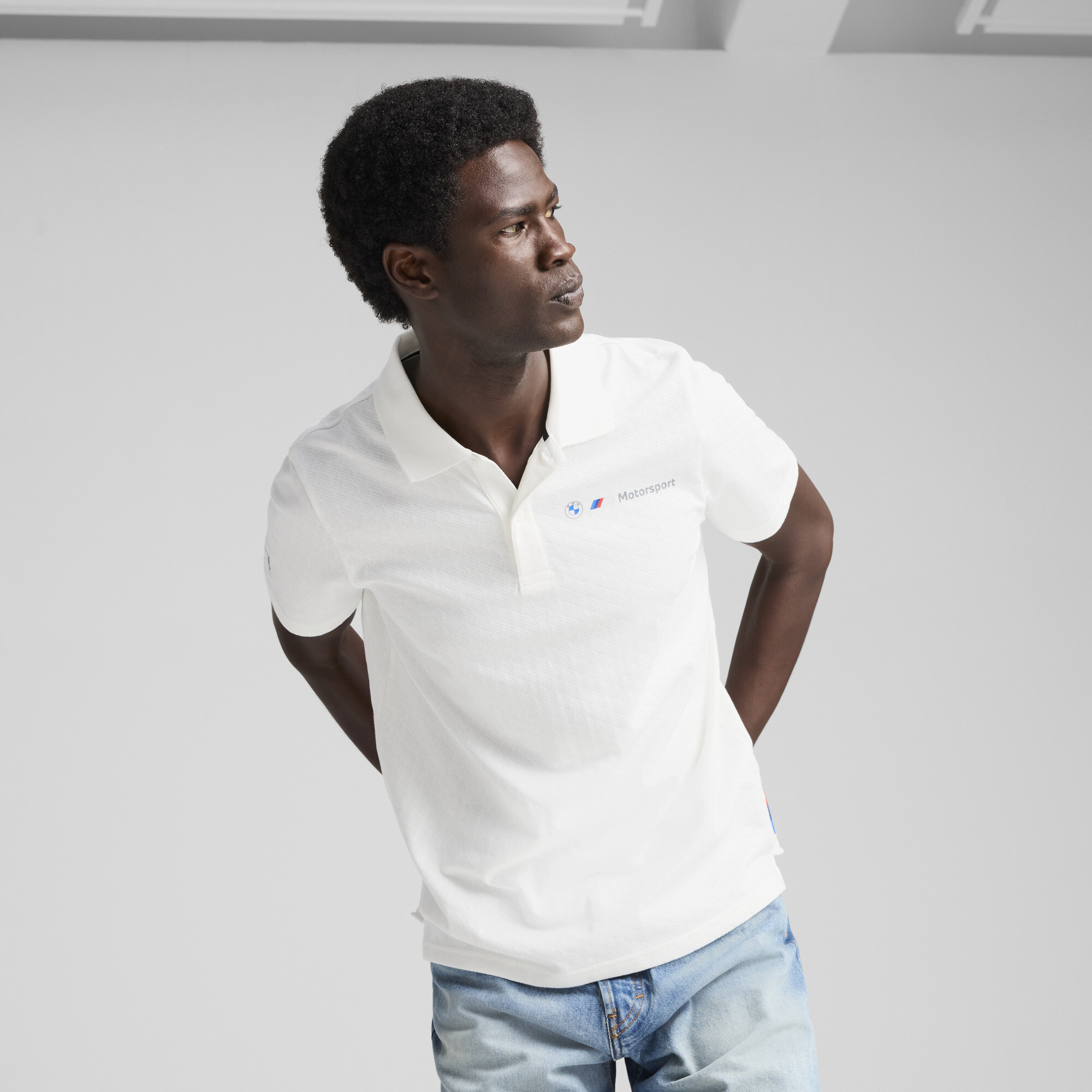 PUMA BMW M Motorsport Men's Jacquard Polo Shirt in White, Size XL