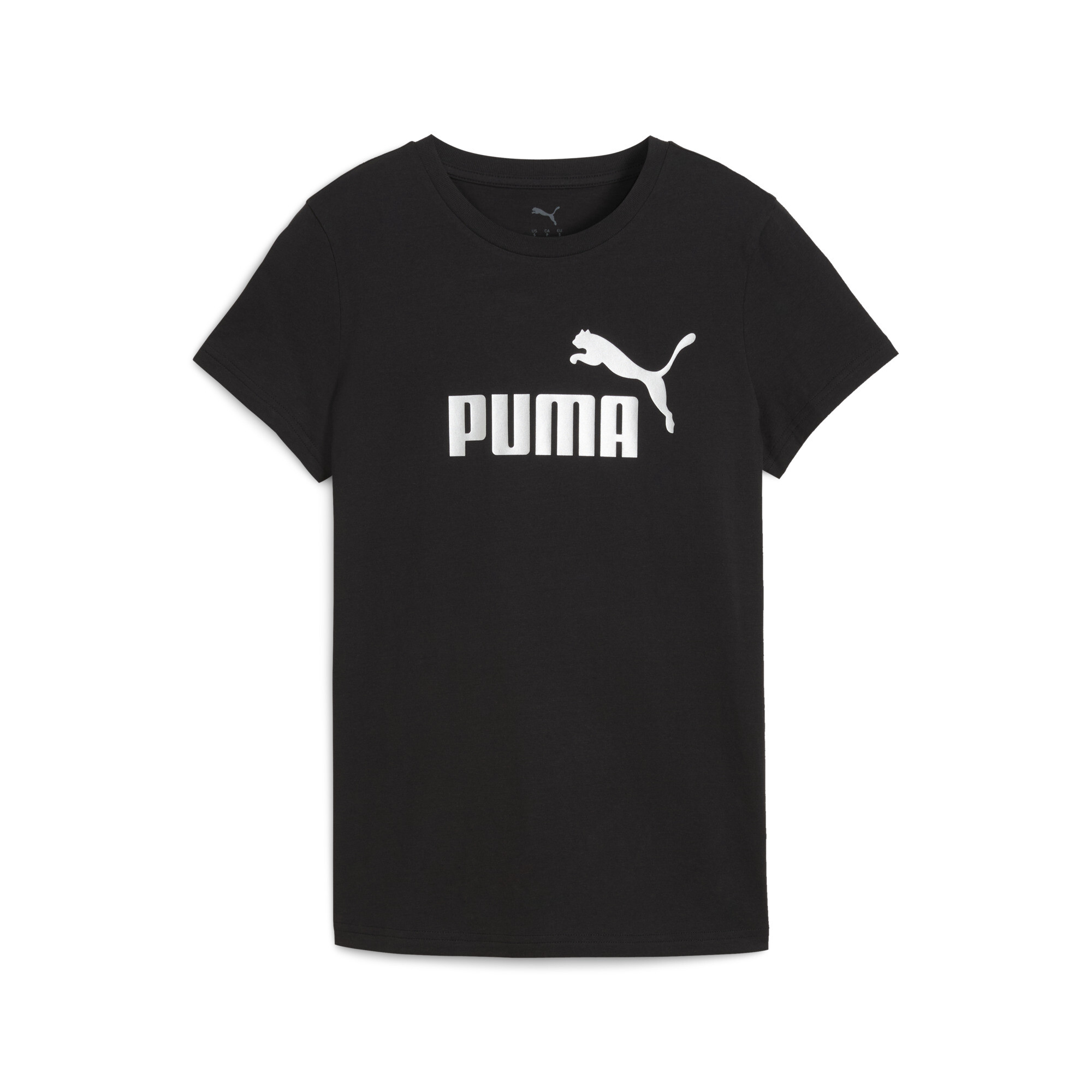 PUMA ESS Metallic No. 1 Logo T-shirt voor Dames, Zwart/Zilver, Maat L thumbnail 3