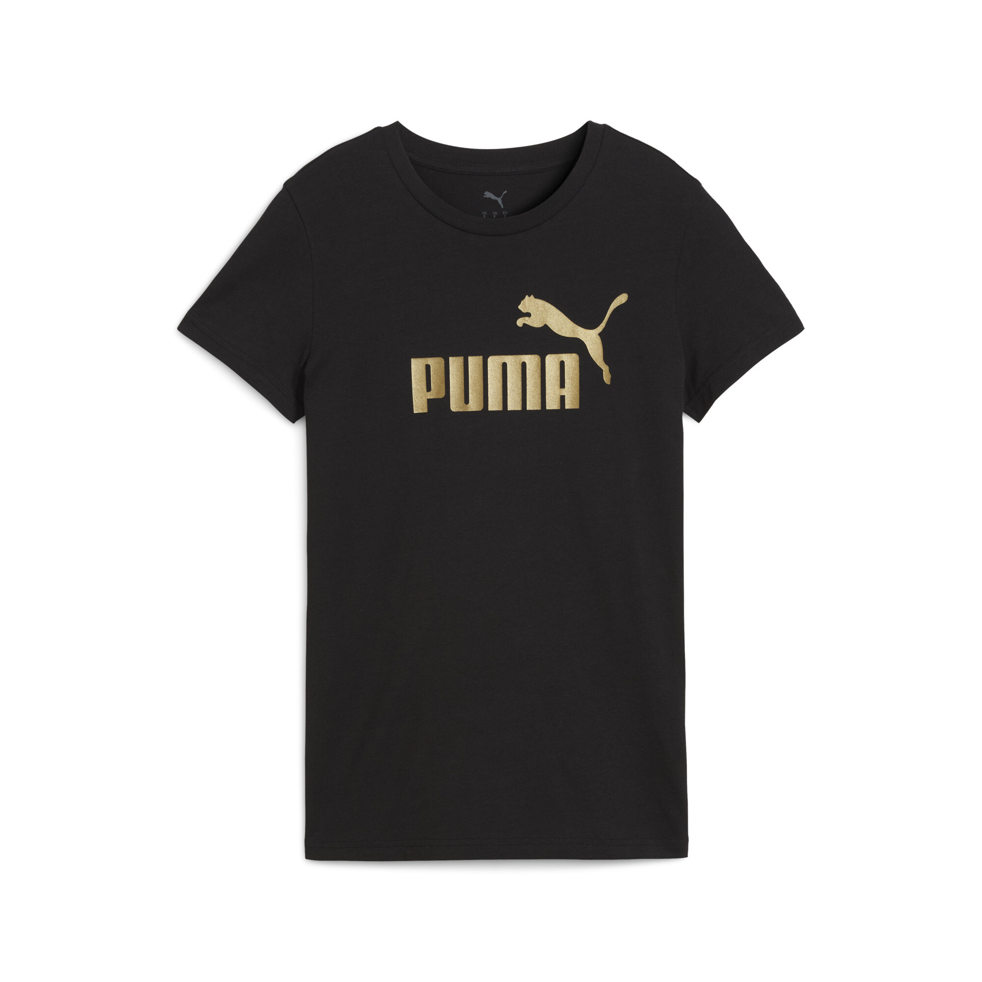 PUMA ESS Metallic No. 1 Logo T-shirt voor Dames, Zwart/Goud, Maat XXL thumbnail 3