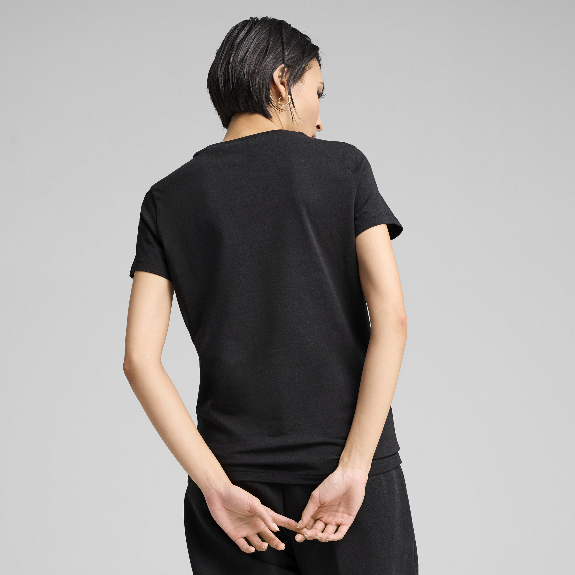 PUMA ESS Metallic No. 1 Logo T-shirt voor Dames, Zwart/Goud, Maat XXL thumbnail 5