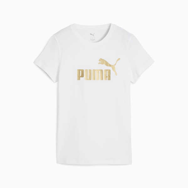 ESS METALLIC No. 1 Logo Tee Women, PUMA White-metallic gold, large-MEX