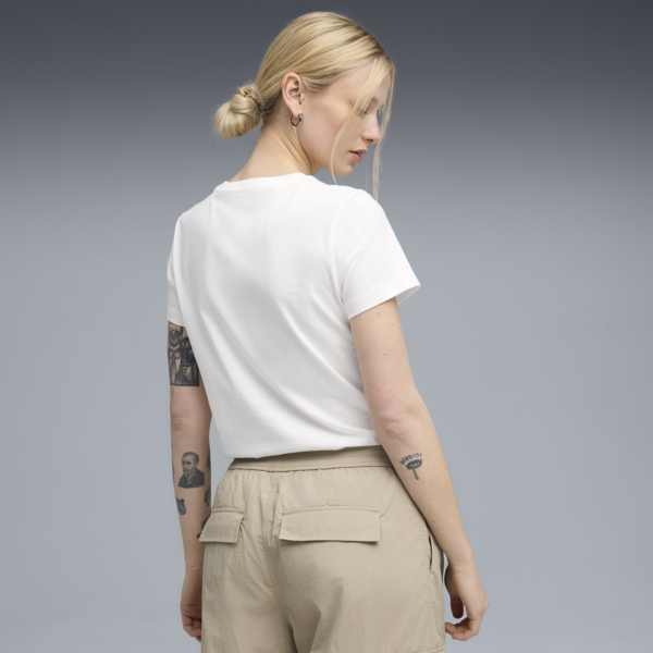 ESS METALLIC No. 1 Logo Tee Women, PUMA White-metallic gold, large-MEX
