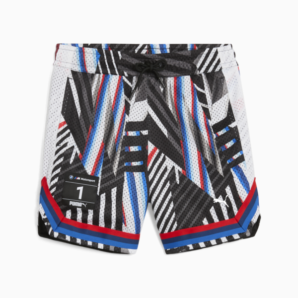 BMW M Motorsport All-over Print Shorts Youth, PUMA Black, large-ZAF